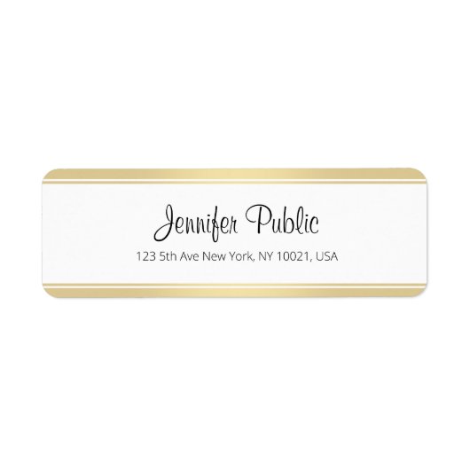 Handschrift Script Elegant Eenvoudige Sjabloon Gou Etiket (Voorkant)