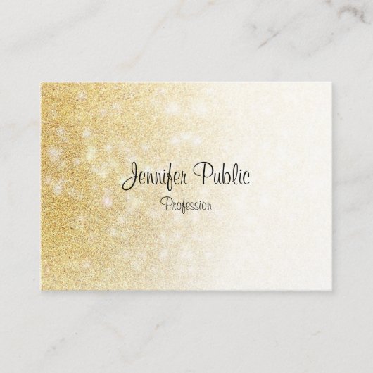 Handschrift Script Elegant Modern Goud Glitter Visitekaartje (Voorkant)
