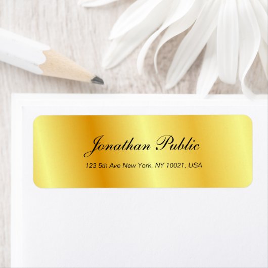 Handschrift Script Faux Gold Moderne Sjabloon Etiket (Insitu)