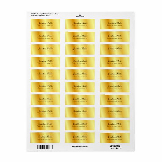 Handschrift Script Faux Gold Moderne Sjabloon Etiket (Full Sheet)