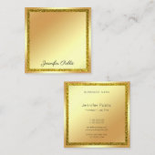 Handschrift Script Modern Goud Glitter Elegant Vierkante Visitekaartje (Voorkant / Achterkant)