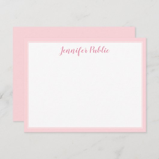 Handschrift Script naam Blush Pink Sjabloon Modern (Voorkant / Achterkant)