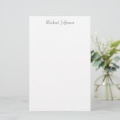 Handschrift Script Naam Elegant Plain Simple Briefpapier (Staand voorkant)