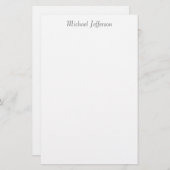 Handschrift Script Naam Elegant Plain Simple Briefpapier (Voorkant / Achterkant)