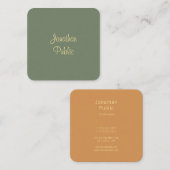 Handschrift Script Naam Elegant Sjabloon Modern Vierkante Visitekaartje (Voorkant / Achterkant)