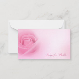 Handschrift Script Naam Waterverf Roze Rose Chic Notitiekaartje