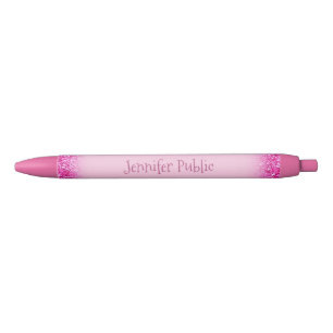 Handschrift Script Name Girly Pink Glitter Trendy Zwarte Inkt Pen
