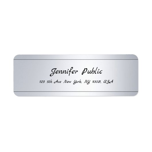 Handschrift Script Tekst Modern Silver Sjabloon Etiket (Voorkant)