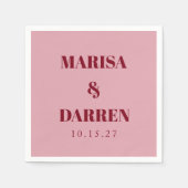 Handschrift Script Whisky Rood Roze Custom Wedding Servet (Voorkant)