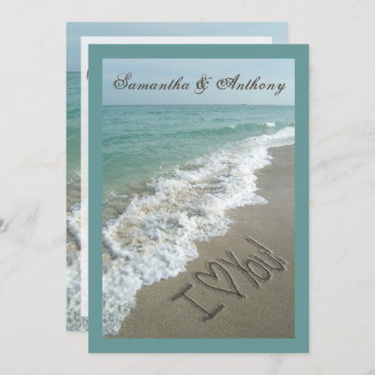 Handschrift Strand Bestemming Bruiloft Uitnodiging (Voorkant / Achterkant)