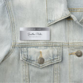 Handschrift Tekst Elegant Zilver Sjabloon Modern Naamplaatje (In situ)