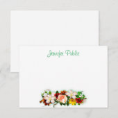 Handschrift Tekst Sjabloon Waterverf Bloemen Kunst (Voorkant / Achterkant)