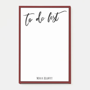 Handschrift to do list donkere bordeaux rode rand post-it® notes