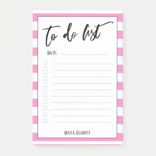 Handschrift to do list roze strepen, gevoerd post-it® notes