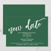 Handschrift uitgesteld bruiloft nieuwe datum donke kaart (Voorkant / Achterkant)