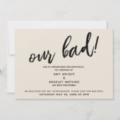 Handschrift Uitgestelde bruiloft Humor Cream Kaart (Voorkant)