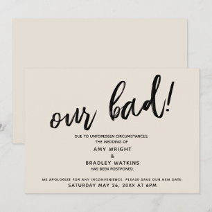 Handschrift Uitgestelde bruiloft Humor Cream Kaart
