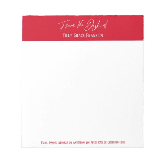 Handschrift van het bureau van Cherry Red Notitieblok (Voorkant)