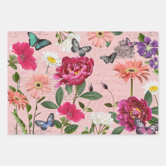 handschrift voor bloemenvlinder, ontkoppeling inpakpapier vel (Voorkant 3)