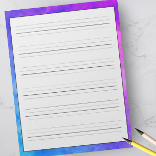 Handschriftenbladen Paarse blauwe Waterverf Notitieblok