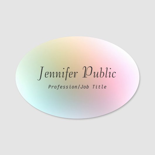 Handschrijvende Script Text Elegant Colorful Sjabl Naamplaatje (Voorkant)