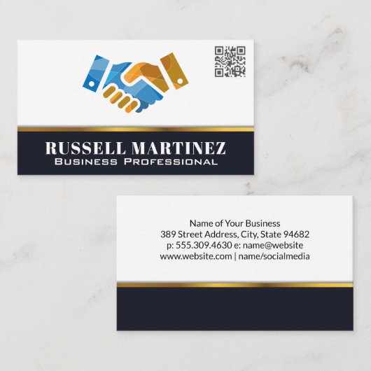 Handschudden Logo | QR-code Visitekaartje (Voorkant / Achterkant)