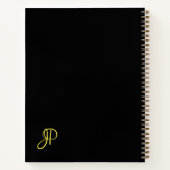 Handscript Elegant Gold Monogram Name Initiaal Notitieboek (Achterkant)