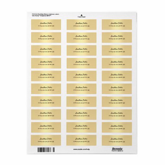 Handscript Gold Modern Simple Sjabloon Elegant Etiket (Full Sheet)