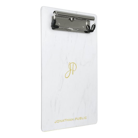 Handscript Gold Monogram Professional Cool Marble Mini Klembord (Schuin)