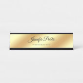 HandScript Modern Chic Gold Calligraded Sjabloon Bureau Naambordje (Voorkant)