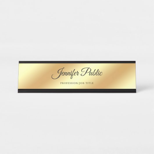 HandScript Modern Chic Gold Calligraded Sjabloon Bureau Naambordje (Voorkant)