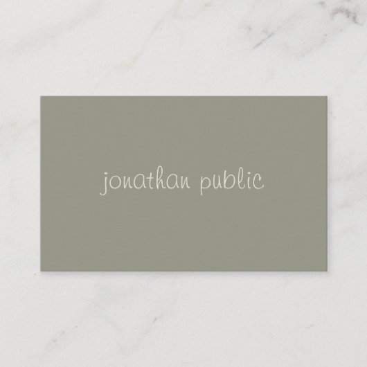 Handscript Simple Modish Elegant Green Sjabloon Visitekaartje (Voorkant)
