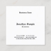 Handscriptscript zwart wit  Retro B&W Vierkante Visitekaartje (Achterkant)