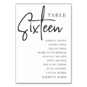 Handscripttabel SIXTEEN + gastnamen Kaart (Achterkant)