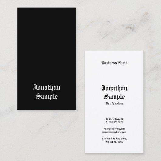Handscripttekst zwart-wit  retro visitekaartje (Voorkant / Achterkant)