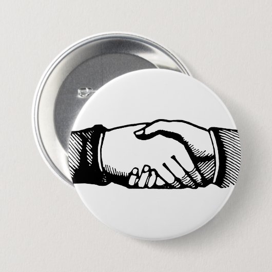 Handshake-Button met Retro  handen Ronde Button 7,6 Cm (Voorkant /achterkant)