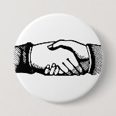 Handshake-Button met Retro  handen Ronde Button 7,6 Cm (Voorkant)
