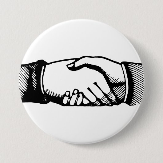 Handshake-Button met Retro  handen Ronde Button 7,6 Cm (Voorkant)