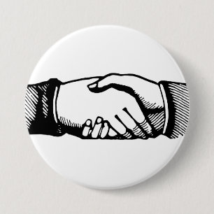 Handshake-Button met Retro  handen Ronde Button 7,6 Cm
