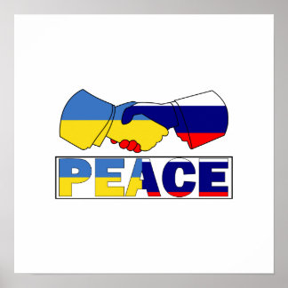 Handshake of Peace, Ukraine Russia Flag Poster