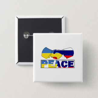 Handshake of Peace, Ukraine Russia Flag Vierkante Button 5,1 Cm
