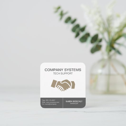 Handshake-pictogram Vierkante Visitekaartje (Staand voorkant)