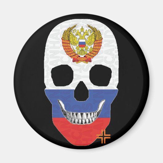 HANDSKULL Aimant rond russe B2 (Devant)