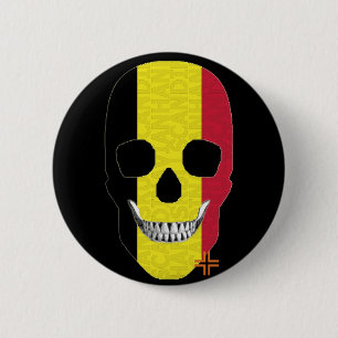 HANDSKULL Belgium Round Badge Black B2 Ronde Button 5,7 Cm