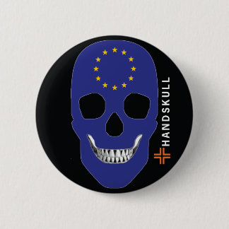 HANDSKULL Europe, Happy skull, Europe flag Ronde Button 5,7 Cm