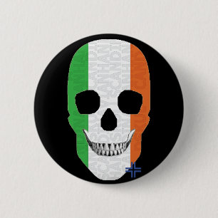 HANDSKULL Ierland Ronde Badge zwart B2 Button 5,7 Cm