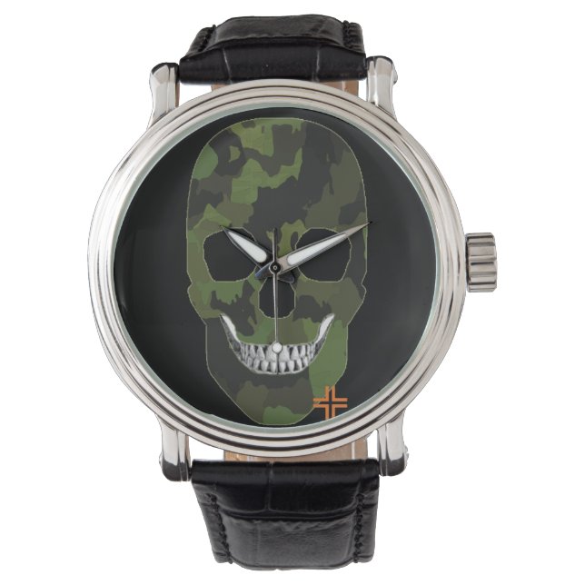 HANDSKULL Legerhorloge mannen leer B2 Horloge (Voorkant)