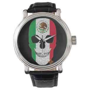 HANDSKULL Mexico watch mannen leder B2 Horloge
