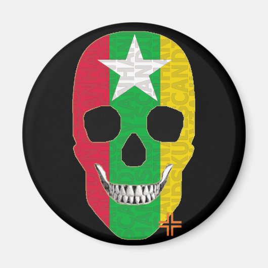 HANDSKULL Myanmar ronde magneet B2 (Voorkant)