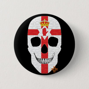 HANDSKULL Noord-Ierland Ronde Badge zwart B2 Button 5,7 Cm